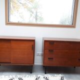 Furniture sideboard of 2 modules in teak veneer