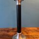 Trio of metal and wood candlesticks from the 80s