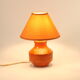 Orange ceramic table lamp with geometric imprints, 1970s.