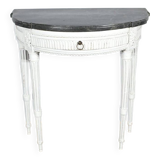 Console demi-lune en bois rechampi, style Louis XVI, début XIXème