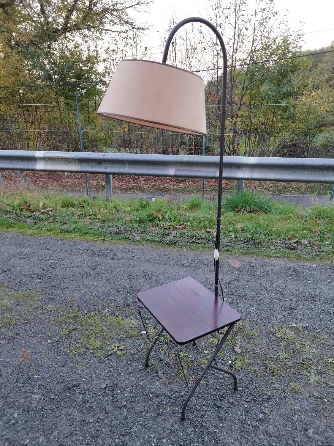 Floor lamp of the 50s magazine holder and tablet reader lamp formica