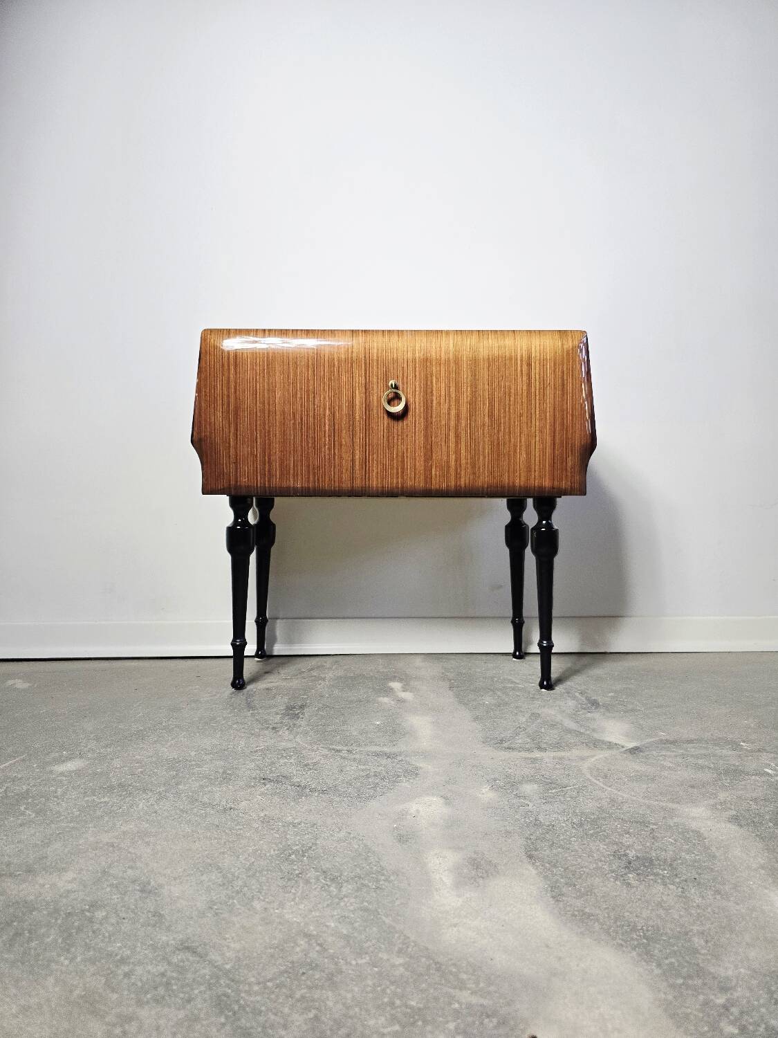 80s Italian Nightstand with Glass top
