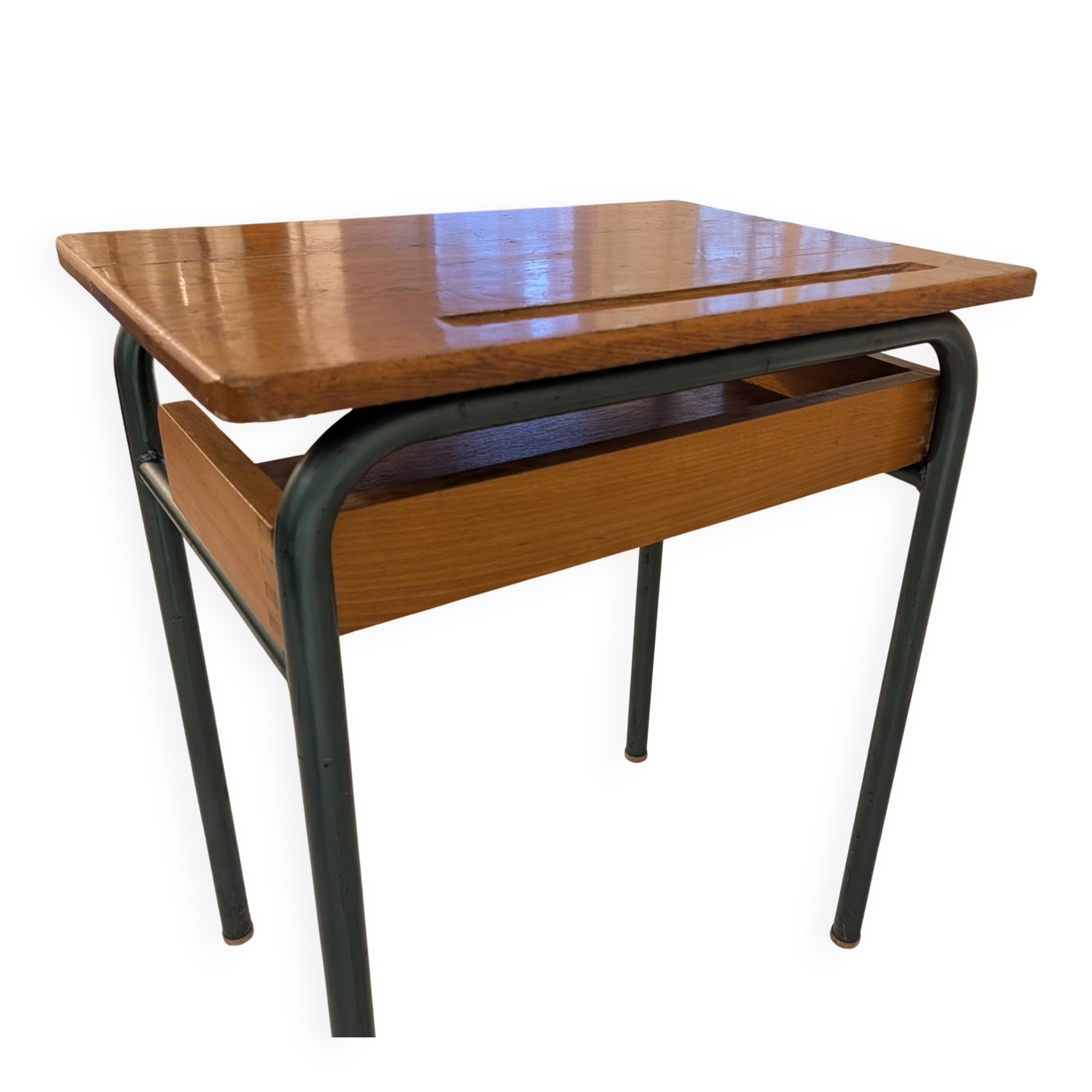Vintage wooden and metal school desk