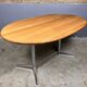 Vintage Dining Table Oval Chrome Solid Oak