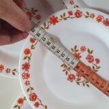 lot vaisselles arcopal scania a petites fleurs orange assiette plate, creuse a dessert, un plat ..