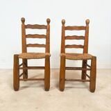 Vintage wooden chair with rush seating