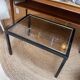 Table d’appoint verre et métal noir et or, 1970