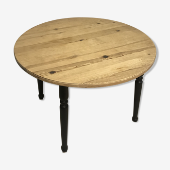 Table ronde bois brut & noir