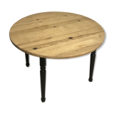 Round table raw wood - black