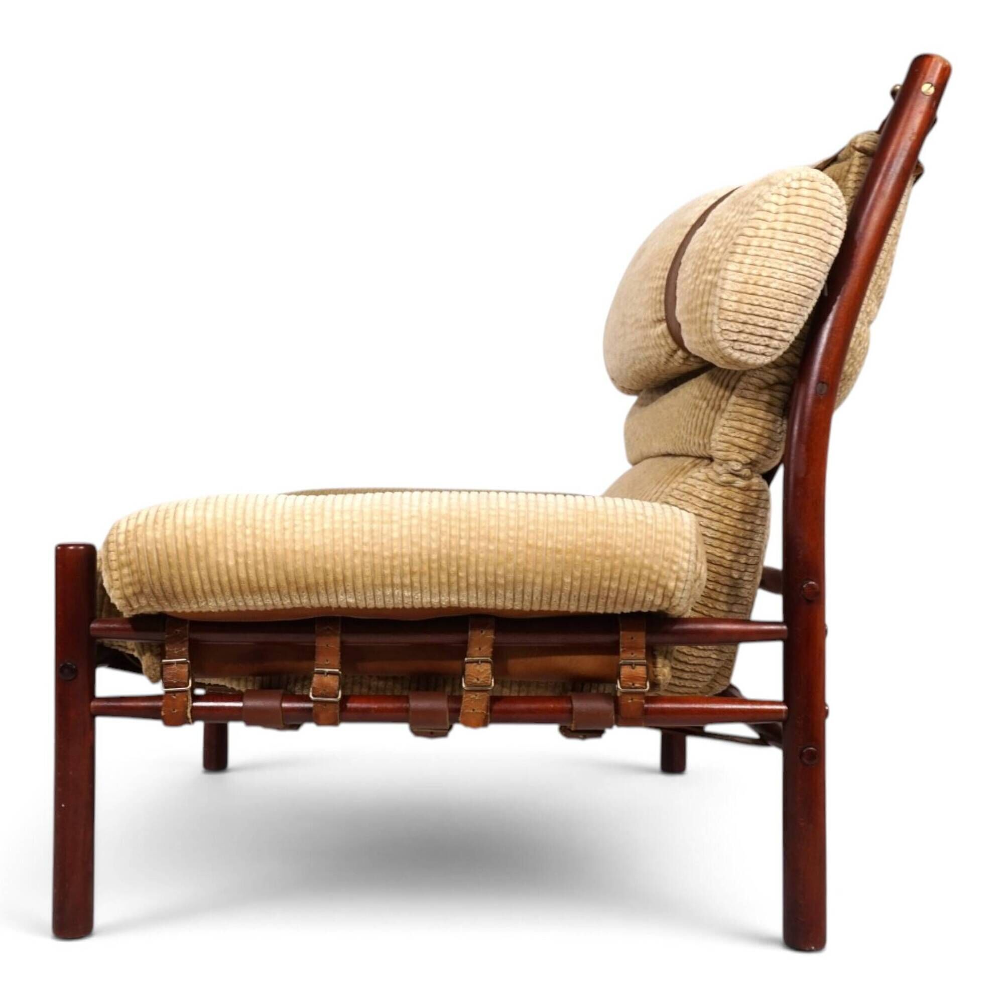 Arne Norell Inca Lounge Chair with Ottoman – Original Cord Upholstery, 1970