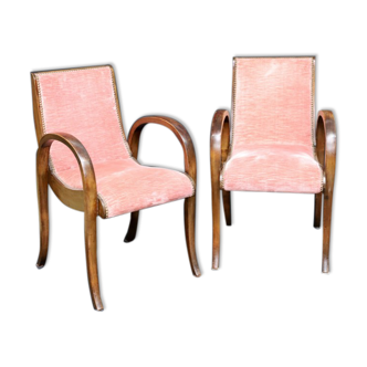 Pair of art deco bridge era armchairs