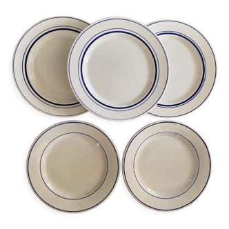 5 assiettes plates bord de mer