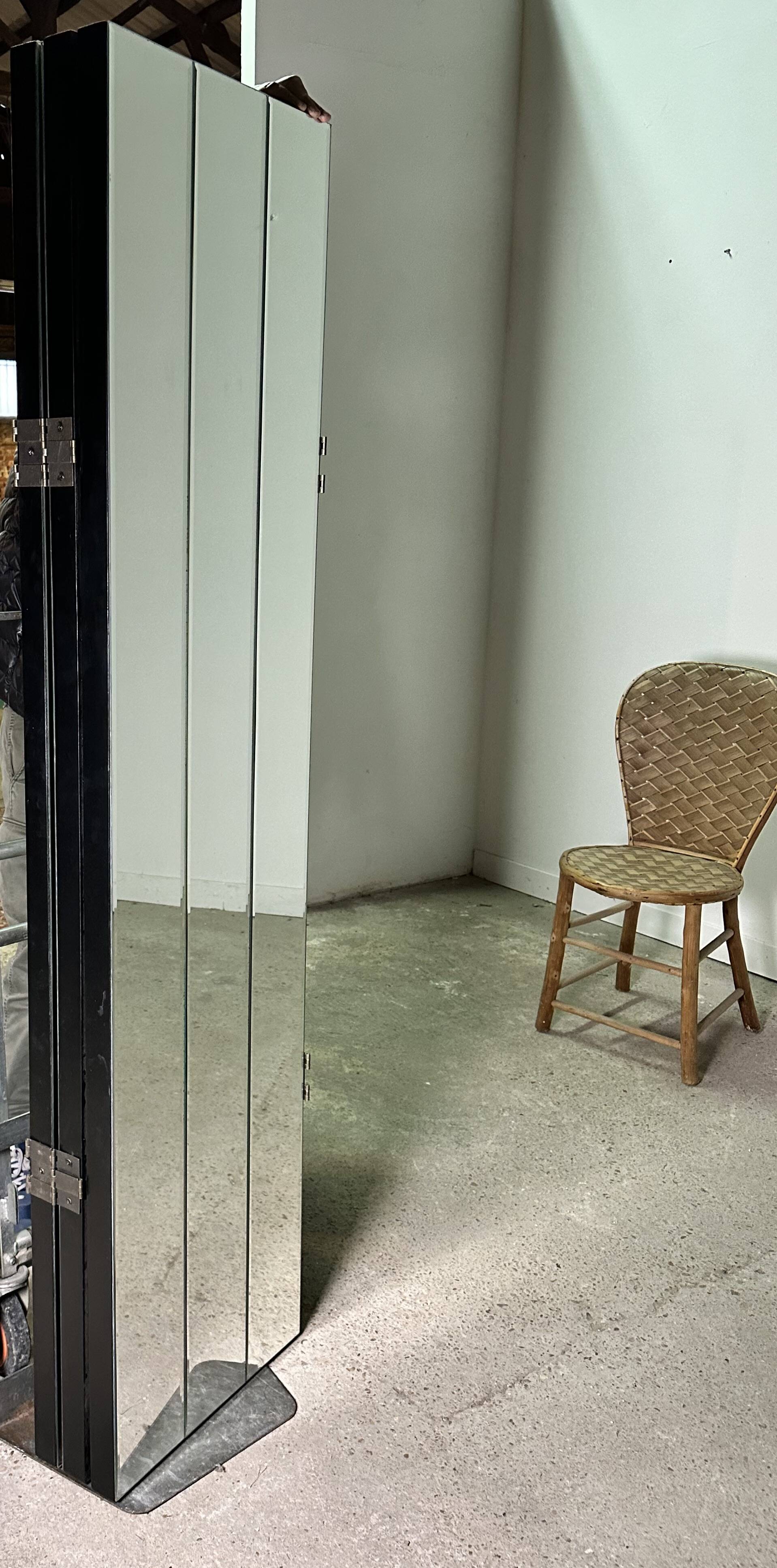 Vintage 80'S 3-panel beveled mirror screen