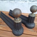 Napoleon III Cast Iron and Brass Andirons
