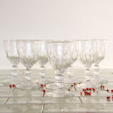 8 carved crystal wine glasses