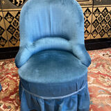 2 toad armchairs in blue velvet