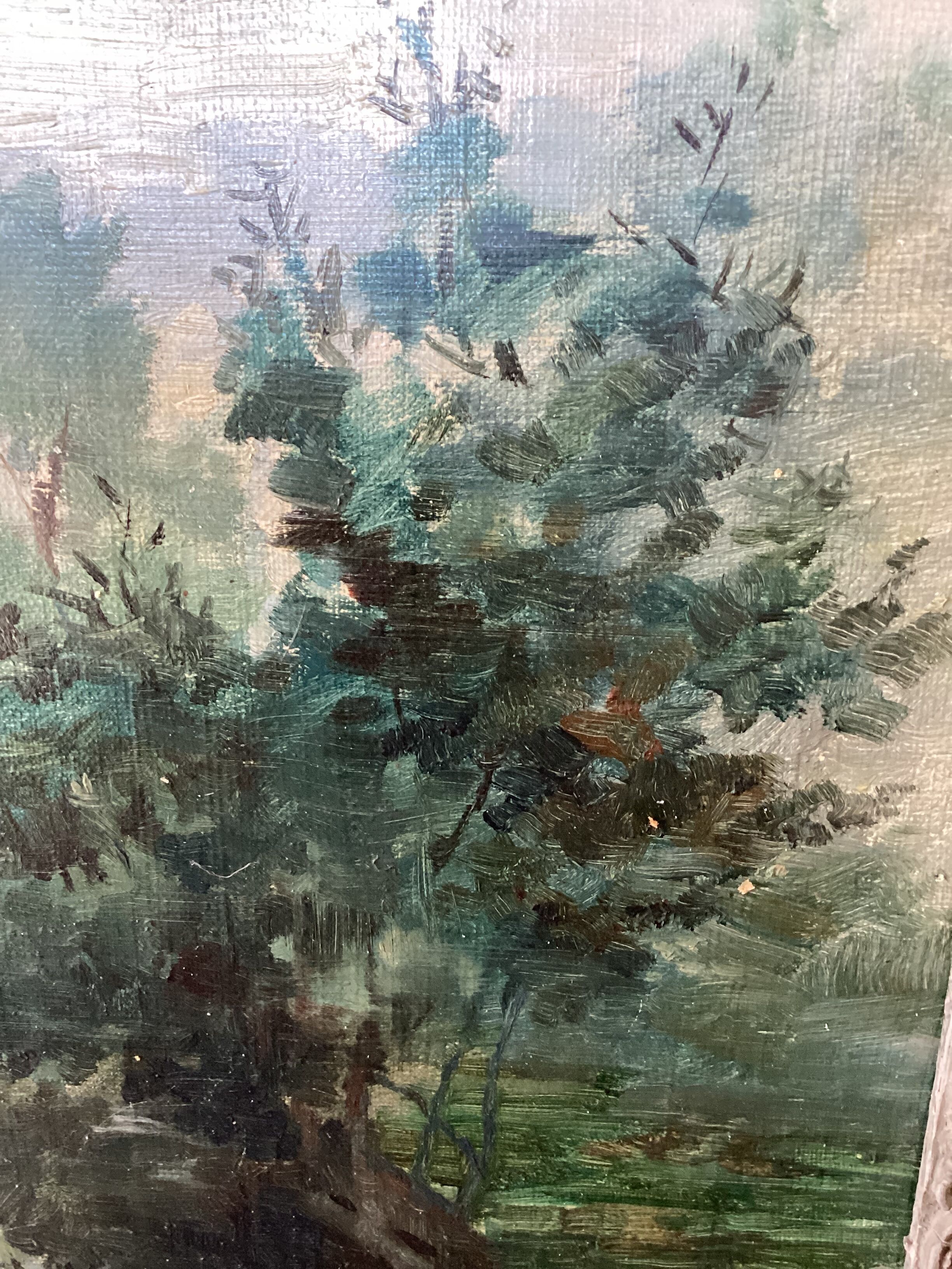 Ancien tableau signé -J.Gerard- Huile sur toile cadrée dimension : H-46 ...