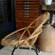 Old vintage metal foot rattan chair