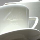 White ceramic coffeemaker and melitta filter, 60 years