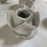 White porcelain rose shaped candle holders