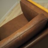Brown leather sofa, Danish design, 1970s, production: Denmark