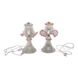 Set of 2 of Pink table lamps in Murano glass