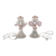 Ensemble de 2 lampes de table roses en verre de Murano.