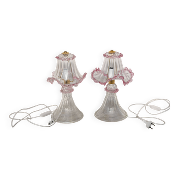 Set of 2 of Pink table lamps in Murano glass