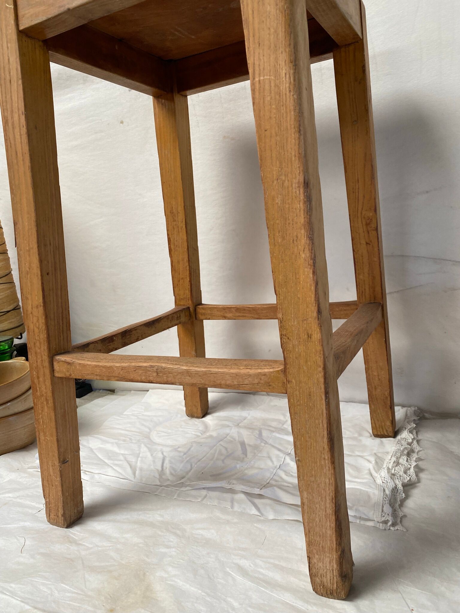 Studded oak farmhouse stool