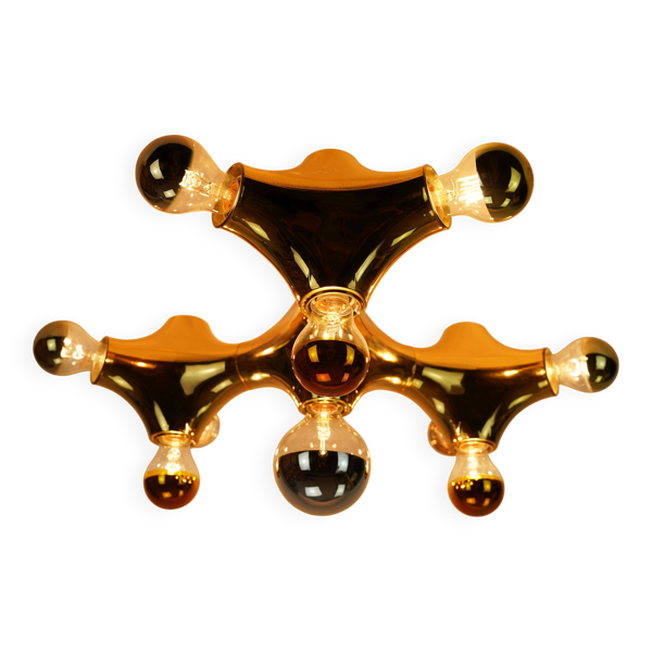 lampe de plafond cosack gemini époque spatiale - couleur or - sputnik - années 1970