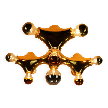 lampe de plafond cosack gemini époque spatiale - couleur or - sputnik - années 1970