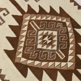 3x12 Kilim Beige & Brown Pattern Kilim Runner,Faded Turkish Runner,95x373Cm