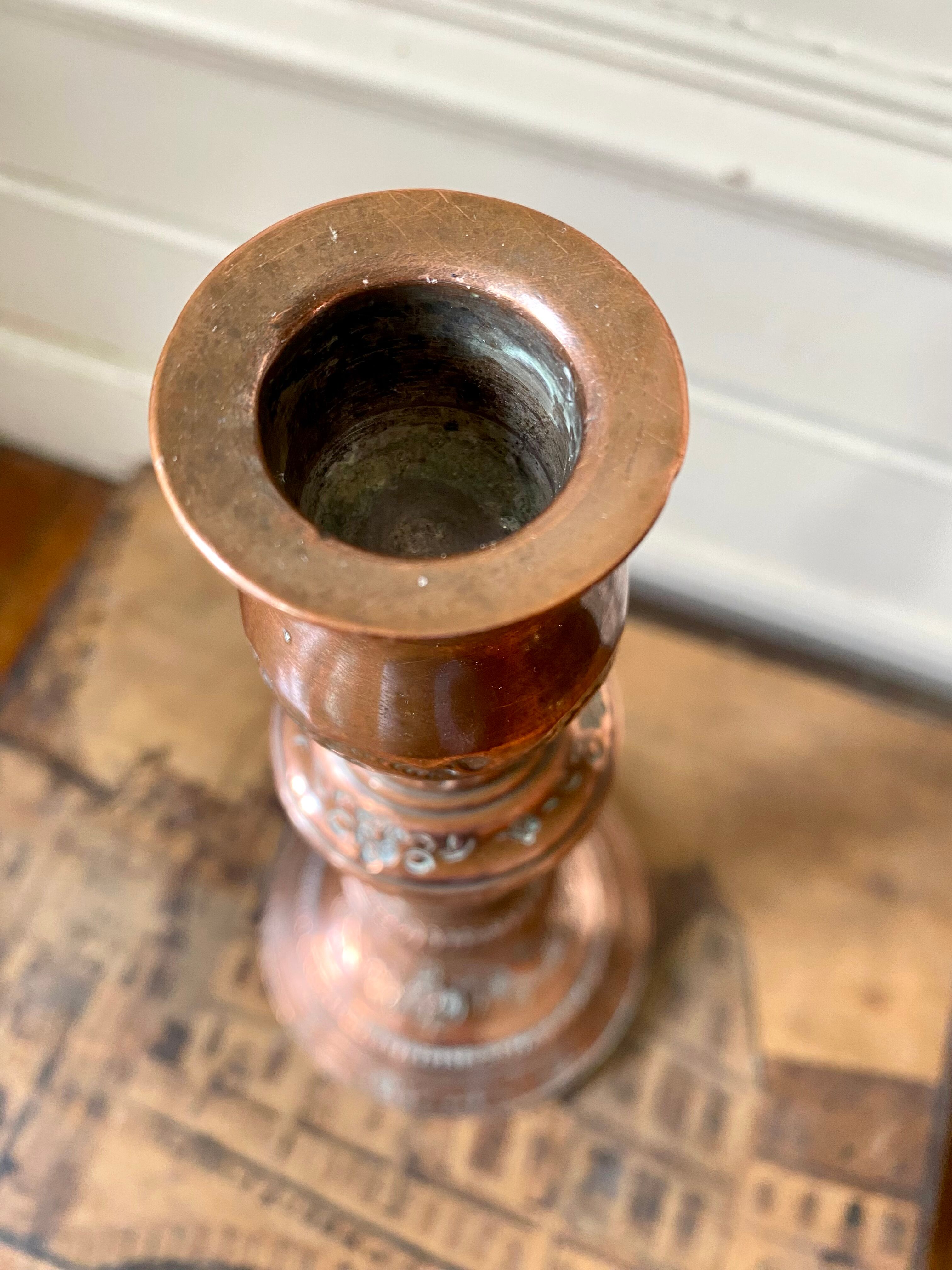Old copper candle holder