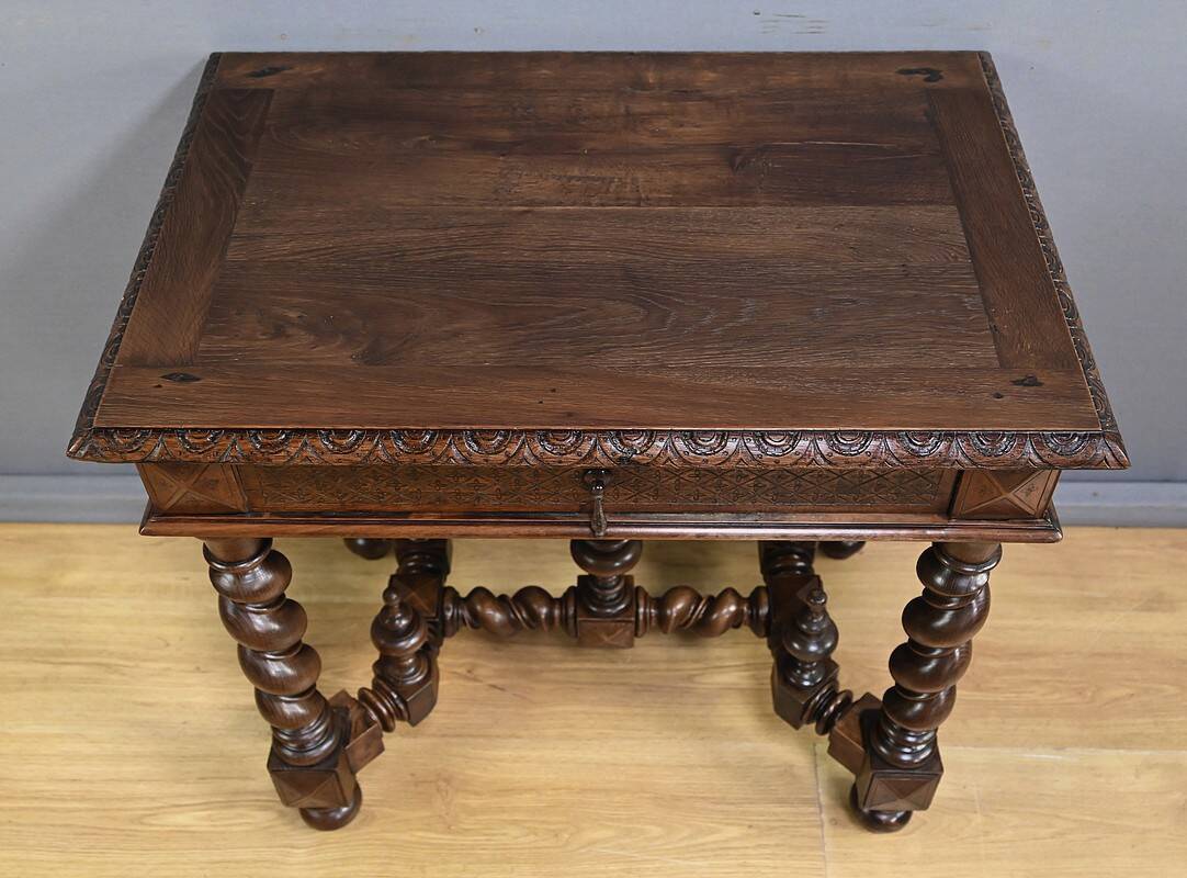 Small Oak Desk Table, Louis XIII Style – Mid-19th Century