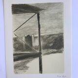 Pierre skira, docks, 1978. original lithograph signed in pencil.