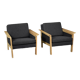 2 vintage oak and felt Danish chaise longues from the mid-century, 1960s.
