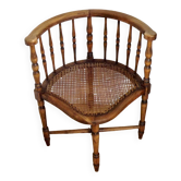 Siège d'angle en rotin et bois