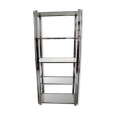 1970s smoked glass chrome bookshelf