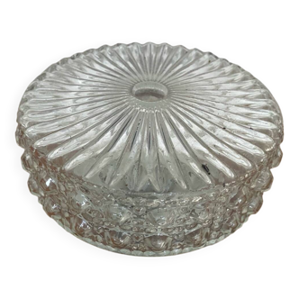Antique Ceiling Light Sconce Molded Glass + Metal Support 70s Vintage #B792