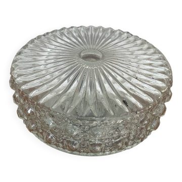 Antique Ceiling Light Sconce Molded Glass + Metal Support 70s Vintage #B792