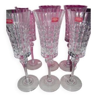 Set of 6 Flutes 15 cl Cristal d'Arques model Lady Diamond