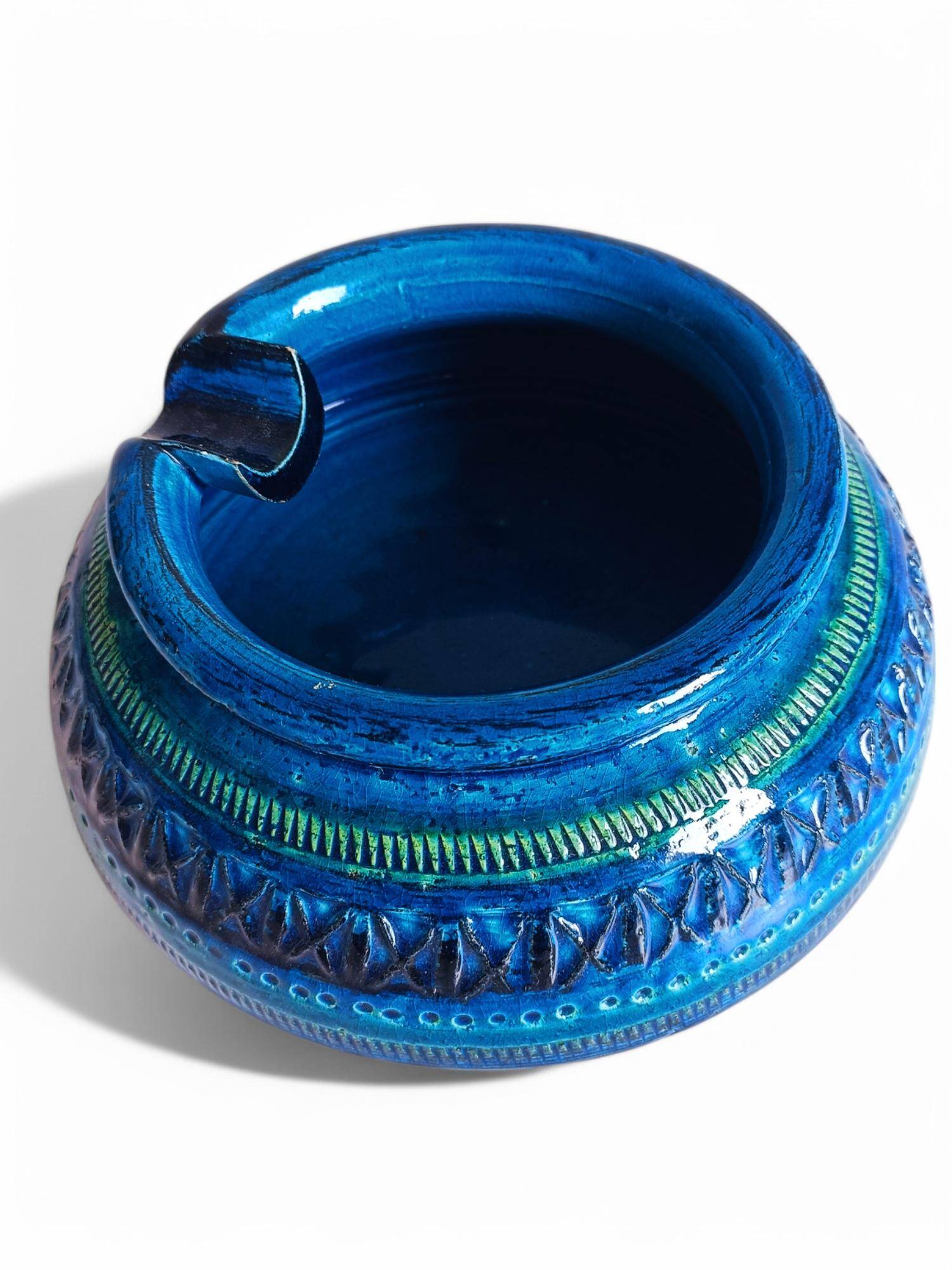 Bitossi Large Ashtray by Aldo Londi, Rimini Blu Ceramic, Italy, 1960s