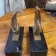 Bookends in bronze and marble