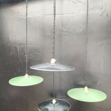 4 enameled sheet metal pendants