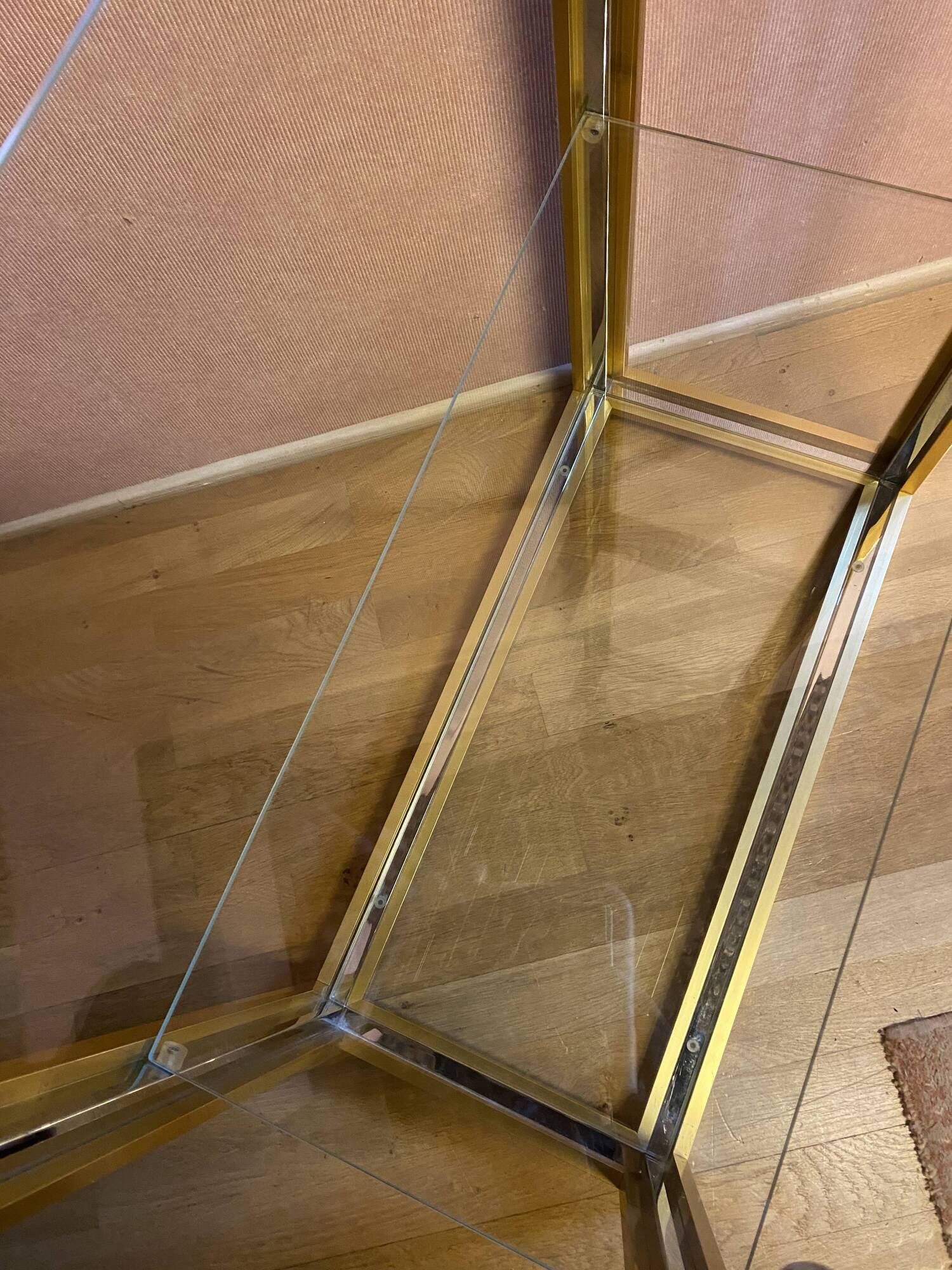 Silver and gold metal shelf, from the 80s.