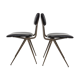 Pair of industrial style chairs in metal and faux black leather