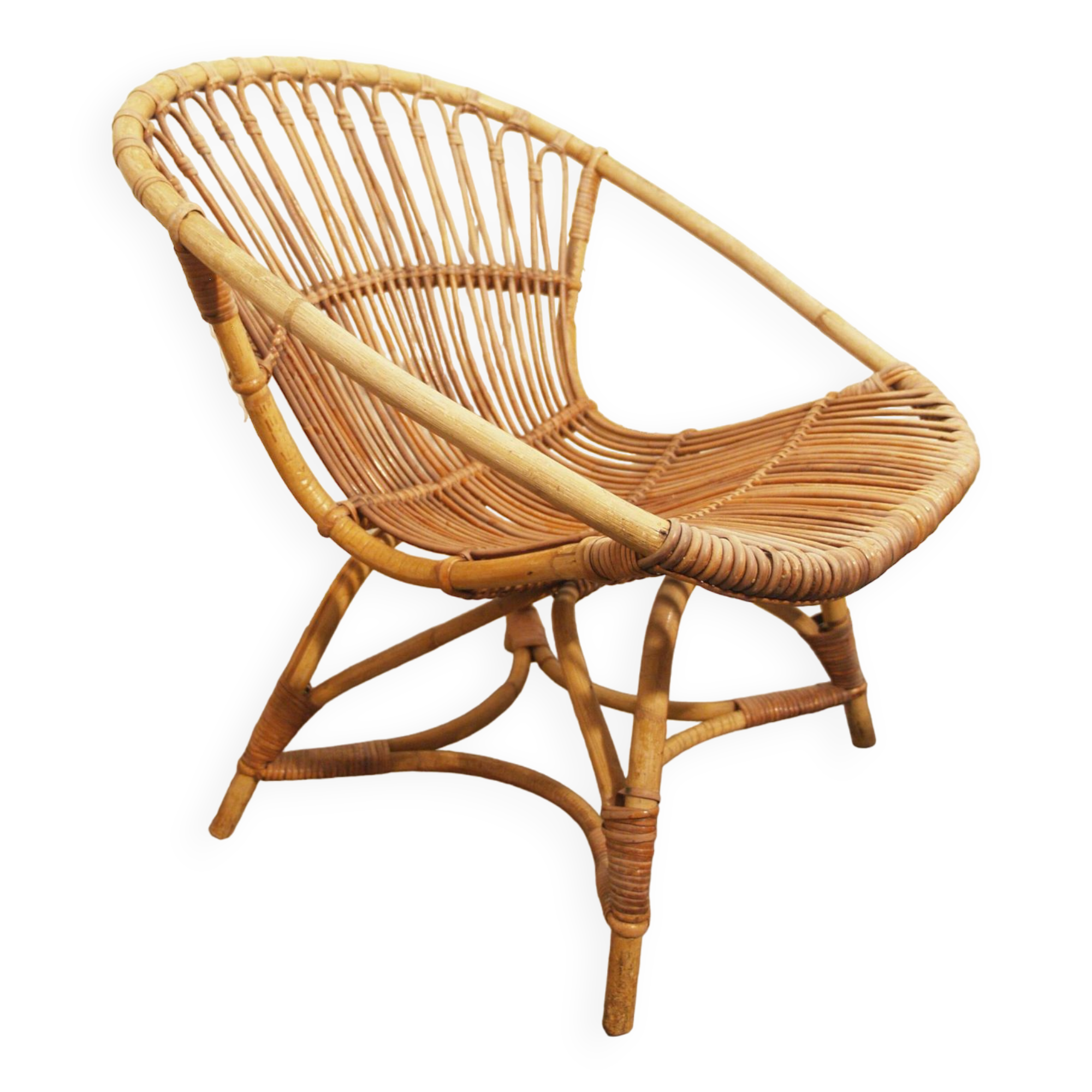 Rohe Noordwolde (Dutch) vintage rattan armchair from the 1960s design Dirk van Sliedregt