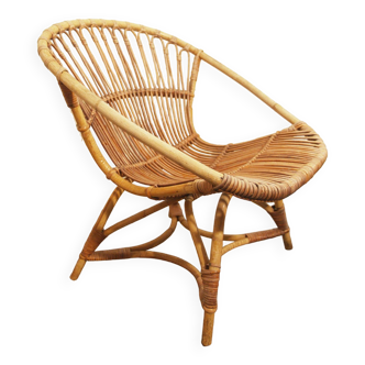 Fauteuil Rohe Noordwolde (néerlandais) en rotin vintage des années 1960 design Dirk van Sliedregt