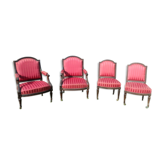 Lot de 2 fauteuils et 2 chaises Louis XVI