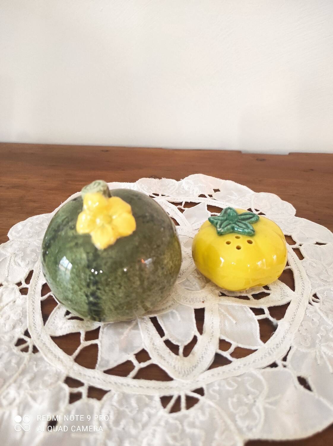 Barbotine salt and pepper shaker set